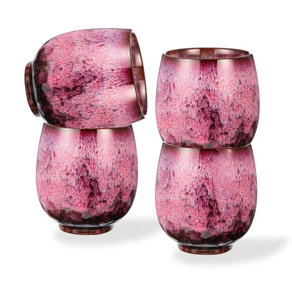 Set of 4 Japanese Style Ceramic Teacups – Hand-Painted, 5oz Each, Textured Glaze - Picture 8 of 10